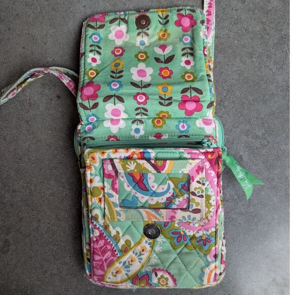VERA BRADLEY Crossbody Bag Tutti Frutti Vtg Pattern Colorful Vibrant Green Pink - Picture 2 of 9